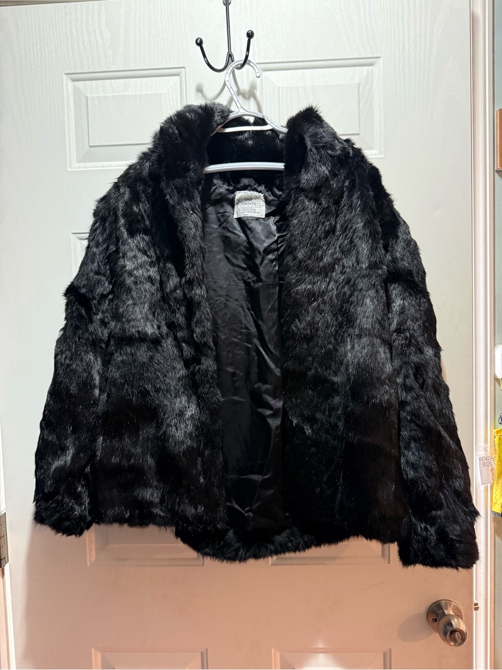 Women's Vintage Black Rabbit Fur Teddy Jacket - Chic Cozy Coat